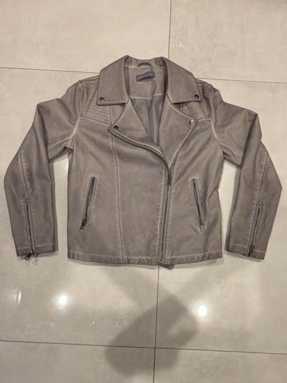 bagatelle Taupe Leather Moto Jacket